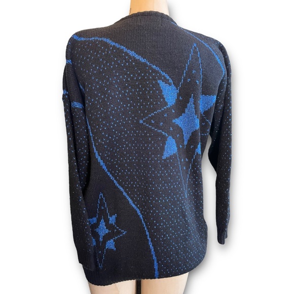 Blue Lamé Starburst Acrylic Sweater - Picture 4 of 6